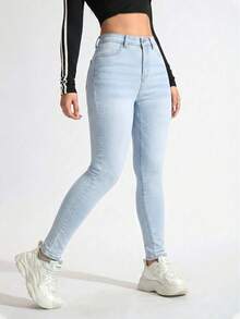 Jeanoix Jeans pitillo casuales para mujer - Azul lavado medio - Ver 8