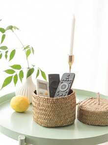 Madebyblanc 手工编织天然海草收纳盒，绳编提手，天然黄麻和海草材质，圆形，可用于存放大蒜、生姜、水果、糖果，也可作婚礼回礼、伴娘礼物、桌面收纳盒、玄关杂物收纳盒、家居装饰、厨房台面、浴室、客厅等场所使用，是派对回礼、节日礼物和旅行便携收纳的理想之选。 - 彩色 - 查看 6