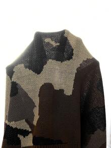 ROMWE MEN Street Life Men's Camouflage One-Buckle Short Sleeve Knit Top - Dark Green - View 9