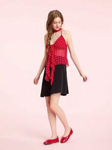 CUCCOO DOLLMOD 红色亮面芭蕾舞鞋，蝴蝶结装饰，休闲一脚蹬款式，可爱甜美学院风，适合约会和通勤。 - 酒紅色 - 查看 6