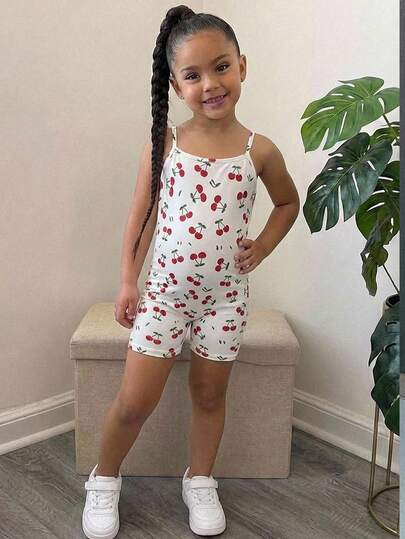 Mono de punto con estampado de flores de cerezo para niñas, conjunto casual y versátil para salidas y reuniones