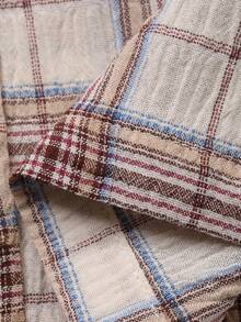 DAZY Tween Boys' Plaid Minimalist Casual Short Sleeve Pajamas - Apricot - View 9