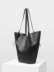 MOTF PREMIUM BOLSO DE MANO DE CUERO PU DE GRAN CAPACIDAD Y MINIMALISTA PARA MUJER - Negro - Ver 1