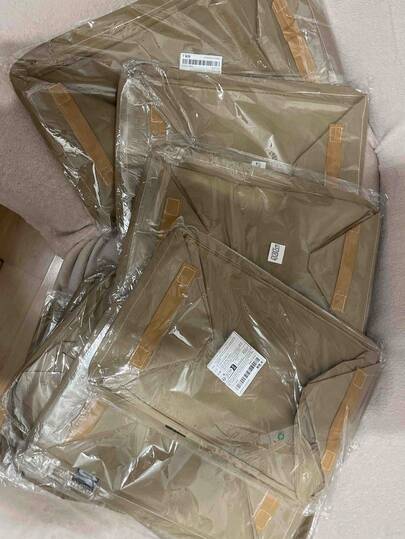 SHEIN 1 件大号可折叠织物收纳盒，带钢架手柄，可堆叠搁板整理器，适用于衣柜、床下、家居整理季节性衣服玩具家居用品棕色家居存储解决方案