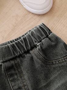 SHEIN 2 件套男婴/女婴休闲白色运动衫和蓝色牛仔长裤运动服，男女通用秋冬婴儿服装 - 黑色 - 查看 11
