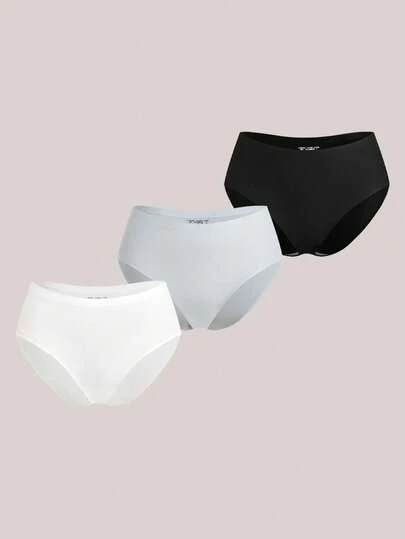 3入組性感純色女士內褲，低腰無縫三角底褲，冰絲材質
