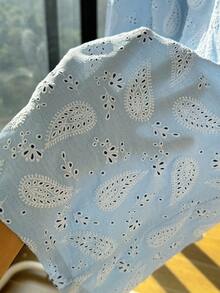 Comfortcana 大码女式腰带度假腰果刺绣蓝色裤子 - 藍色 - 查看 3