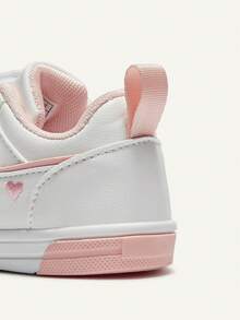 Cozy Pixies Spring / Summer Fashion Versatile Fun Cute Contrasting Colors Pink White Love Embroidery Soft Bottom Baby Sneakers College Style Mother's Day - Pink - View 7