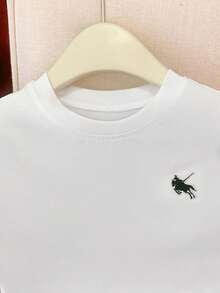 GlowEve Women's Fashion Round Neck Embroidered Pattern Ruched Waist Asymmetric Hem Short Sleeve Casual, Vacation, Party T-Shirt, Spring/Summer - White - View 6