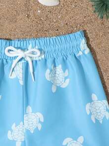 2pcs Baby Boys Swimwear Set, Cute Green Sea Turtle Pattern Swim Trunks And Hat, Adjustable Drawstring Beach Shorts, Vacation & Beach Outfit Swim Trunks With Hat Baby Boy Toddler Boy Beach Set Beach Wear For Baby Boy Toddler Boy Swim Hat Toddler Boy Swim Trunks Baby Boy Swim Trunks Toddler Boy Swimwear Baby Boy Swim Set Toddler Boy Swim Trunks Turtle Baby Boy Hat And Shorts - Blue - View 4