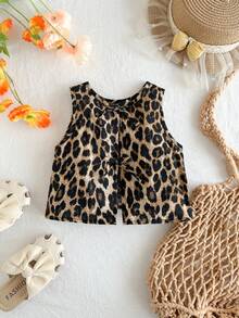 SHEIN Babygirl Casual Cute Versatile Leopard Print Camisole - White - View 6