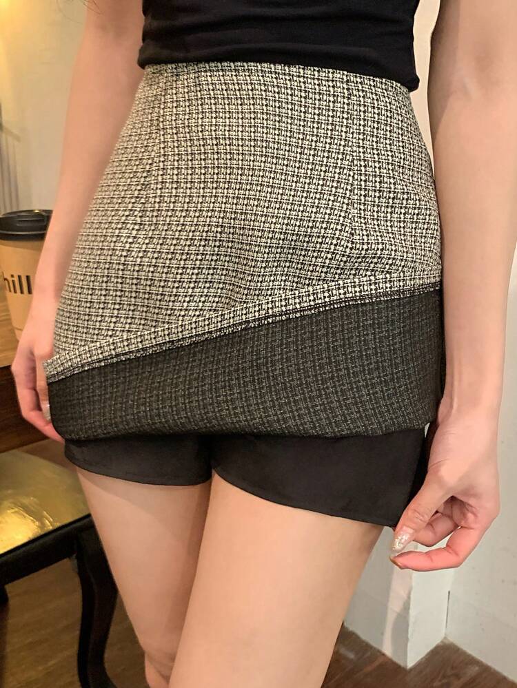 Women's Plaid Print High Waist Fitted Elegant Skirt