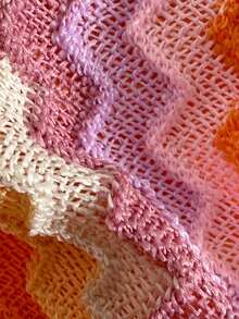 SHEIN Swim Mod Spring/Summer Knit Jacquard Wireless Camisole Top And Swim Shorts Women's Beach Holiday Travel Bikini Set Seashell Bathing Suit Boho Bikini Set - Orange - View 6