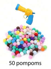 CAT Pom-Poms Launcher Toys, Random Color Cat Pom-Poms Self-Hi ToysThe Product Image Has A Method Of Use,Consumables Pet Interactive Launch Pom-Poms Toy Gun 1pc - Multicolor - View 13