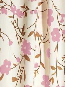 Women's Ditsy Floral Elastic Waist A-Line Skirt, Slimming - Pink - View 5