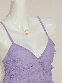 Sweetina Women's Solid Color Lace Fitted Camisole, Versatile For Dates And Outings - Mauve Purple - View 9
