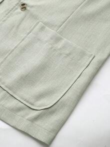 Manfinity Bizformal Blazer casual de hombre de color verde claro con textura, de corte slim y ajuste holgado, de un solo abotonado - Verde - Ver 4