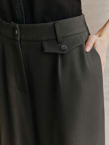 Anewsta Spring/Summer New Urban Retro Academic Professional Commute High-Waisted Draping Design Women Pants - Grey - View 2