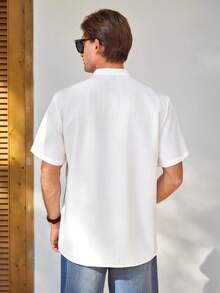 Manfinity CityGents Men's Solid Color Simple Daily Short Sleeve Shirt Shirts For Men Polo Shirts For Going Out - White - View 3