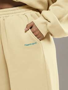 Musera Sport Quần thể thao ống rộng ngoại cỡ (chỉ có phần dưới) Padel, đồ tập thể dục mùa đông, quần nỉ, quần tập gym, quần thể thao năng động. - Butter Yellow - Xem 3