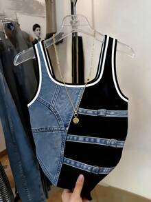 Resyla 畅销款常规牛仔印花修身女式背心 - 彩色 - 查看 2