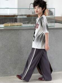 DAZY Tween Boy Side Stripe Wide Leg Loose Casual Pants - Grey - View 2