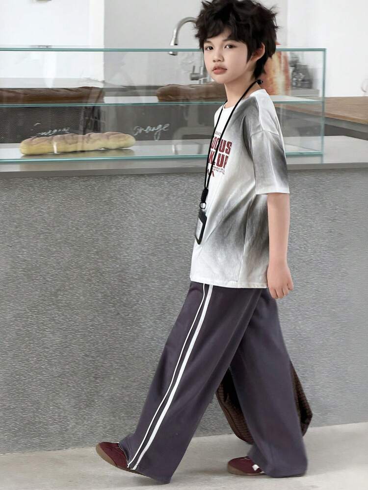 Tween Boy Side Stripe Wide Leg Loose Casual Pants Summer