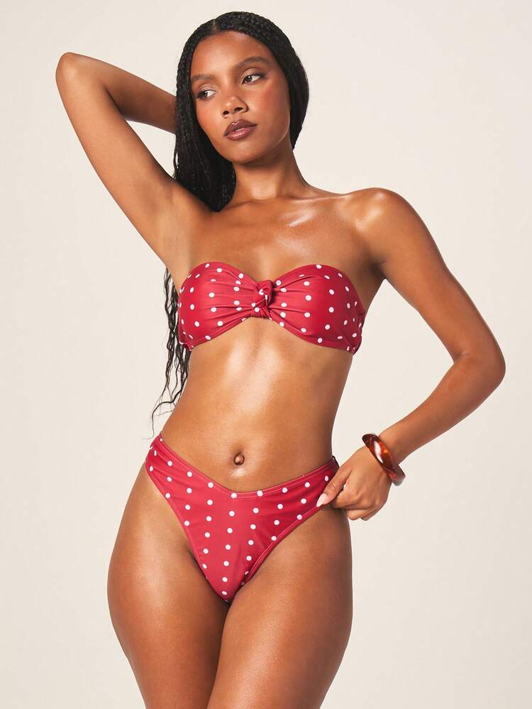 MISSGUIDED Polka Dot Strapless Bikini Set