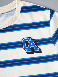 Casuvi Kids 女童蝴蝶结装饰T恤和蝴蝶结装饰百褶裙套装 - 藍白色 - 查看 5