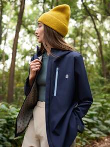 In My Nature Women's Fashionable Zip-Up Hooded Casual Jacket For Autumn - Blue - View 3