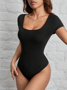 SHEIN PETITE 休闲简约女士两件套圆领短袖连体衣，适合夏季穿着 - 彩色 - 查看 9