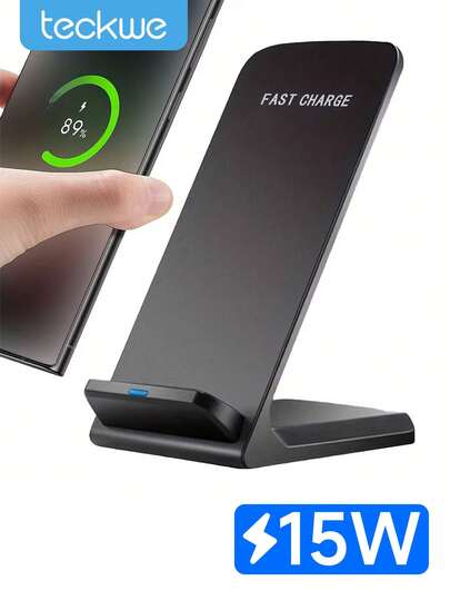 Teckwe 15W Schnell-Wireless-Ladegerät, Wireless-Ladeständer kompatibel mit Telefon 17/17 Air/16/15/15 Pro/15 Plus/15 Pro Max/14/13/12, für Galaxy S25/S24/S23/S22/S21 und Qi-fähige Telefone