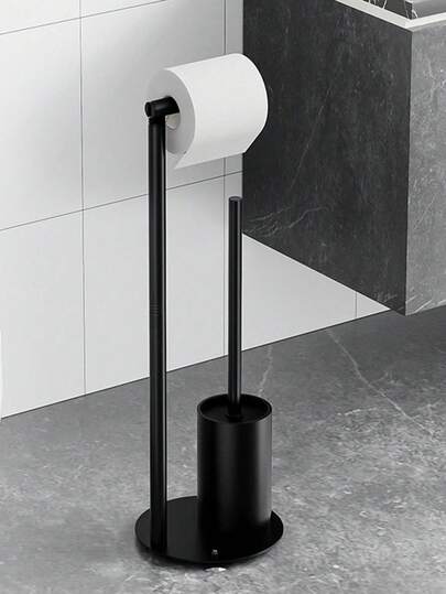 1 Stück freistehender Toilettenpapierhalter, rostbeständiger Badezimmer-Organizer mit Toilettenbürste, platzsparender Badezimmer-Toilettenpapierhalter, Konstruktion, Haushaltsorganisation, moderne Dekoration, Toilettenpapier-Organizer