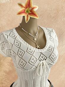 Elamini Women's Apricot Sweater, Casual Chic Commuting Versatile Top For Summer - Apricot - View 5