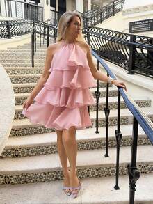 Cioccolato 夏季浪漫度假款露肩傘形連身裙 - 白色 - 查看 6