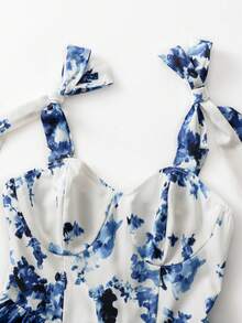 GlowEve Women's Floral Print Tie Shoulder Elegant Dress For Vacation - Multicolor - View 3
