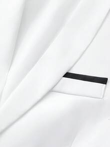 Manfinity Bizformal Men's White Shawl Neck Single-Breasted Pocket Suit Jacket - White - View 4