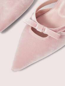 CUCCOO DOLLMOD New Velvet High Heels In Light Pink, Bowknot Criss-Cross Hollow-Out Women Shoes Spring Shoes - Baby Pink - View 8