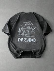 PAVTROS 1 tricou supradimensionat cu mânecă scurtă, croială lejeră, pentru bărbați, stil casual stradal, cadou excelent pentru iubit/soț, versatil pentru zi de zi, naveta, vacanță, întoarcerea la școală, asortat pentru cupluri. Ziua Îndrăgostiților, primăvară-vară, Y2K, Mardi Gras, vintage, streetwear, petrecere, Ziua Sfântului Patrick, ieșiri în oraș. - Negru - Vizualizare 1