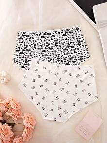 Bare Chapter 2 piezas Bragas de bikini de talla grande con estampado de dibujos animados y estampado de leopardo - Multicolor - Ver 2