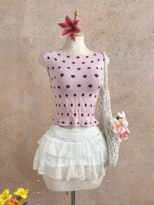 Elamini Fashionable Polka Dot Sleeveless Vest For Women. Spring/Summer. Perfect Summer Holiday Outfits. - Multicolor - View 3