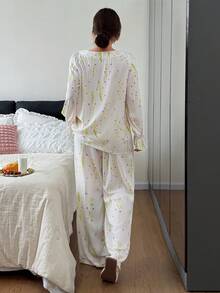 DAZY Women Floral Print Top And Pants Pajama Set - Pink - View 2