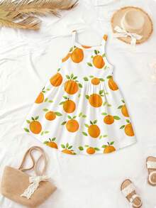 Baby Girl Fruit Print Casual Sleeveless Dress - Multicolor - View 2