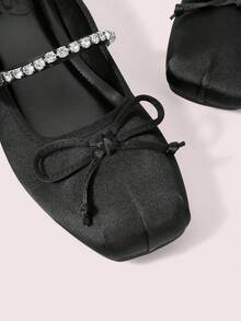 CUCCOO DOLLMOD Valentine's Day Women's Beige Ballet Flats With Bow Detail For Summer Christmas Fall New Year Holiday Valentines Valentine's Day - Graphite Black - View 8