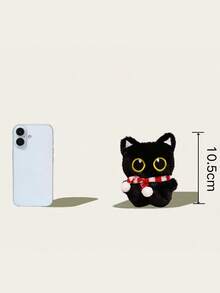 MINKOJA 3.94英寸可爱黑猫毛绒钥匙扣，大眼睛猫咪造型，可爱卡通小猫围巾款，柔软填充玩偶挂件钥匙圈，时尚背包装饰，生日礼物、儿童节礼物、感恩节礼物、复活节礼物、情人节礼物，送给孩子、朋友和女朋友 - 彩色 - 查看 2