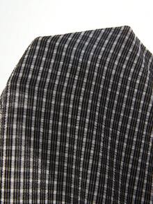 SHEIN VCAY Plus Size Plaid Print Wrap V-Neck Casual Short Sleeve T-Shirt, Summer Tops - Black and White - View 10