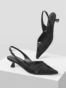 Mnmlis Tacones altos elegantes y versátiles con diseño de hebilla y punta afilada para mujer - Negro - Ver 9