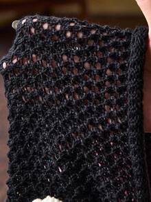 ROMWE MEN Street Life Men's 3D Floral Hollow-Out Knit Sweater - Black - View 9