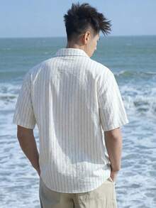 DAZY Men's Striped Casual Button-Front Short Sleeve Shirt, Summer Vacation - Multicolor - View 2