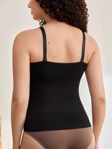 无缝产后束腹带，哺乳塑身背心，高弹力，柔软舒适，亲肤，女性产后塑形内衣 - 黑色 - 查看 4